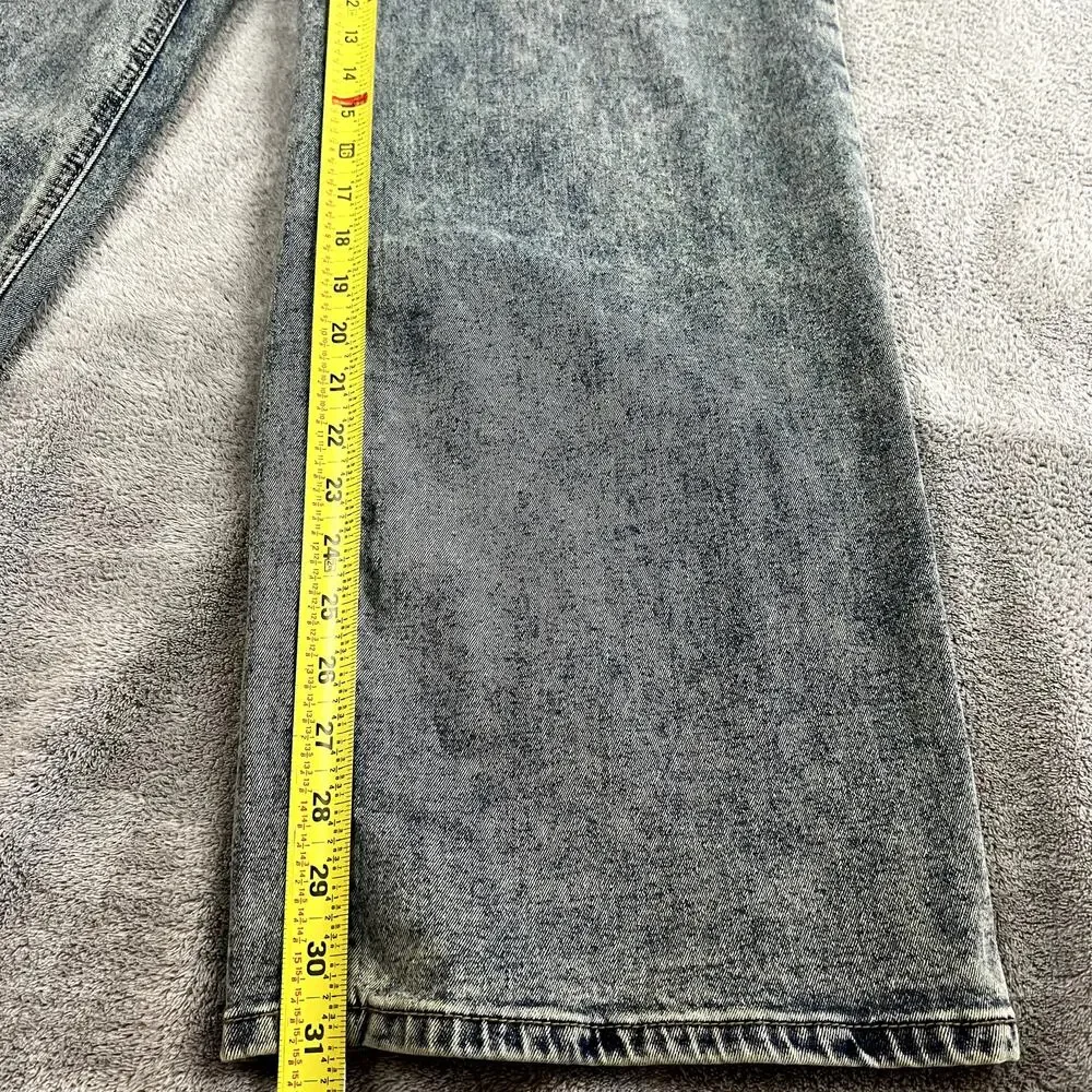 Madden Girl Jeans Womens 9‎ Wide Leg Mid Rise Acid Wash Y2K Style